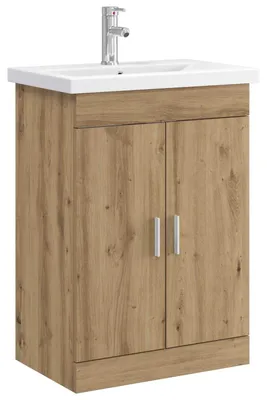 Image de Ensemble de mobilier de salle de bain Chêne artisanal