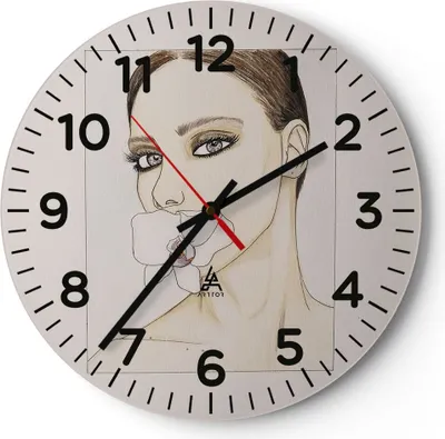 Produktbild von Wanduhr - Rund - Glasuhr - Frau Stille Blume - 40x40cm - Schleichendes Uhrwerk - Lautlos - zum Aufhängen bereit - Dekoration Modern - Wanddekoration aus Glas - C4AR40x40-5022