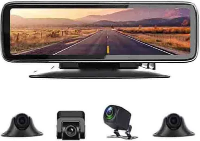 Produktbild von 12 Zoll Car Dash Cam Touchscreen 360-Grad-Panorama Rückspiegel Schwarz