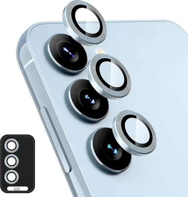 Obrázok produktu pre Hliníkový ochranný krúžok na fotoaparát pre Samsung Galaxy S25 5G + tvrdené sklo H9, svetlo modrá farba