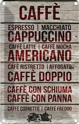 Produktbild von vianmo Blechschild 30x20 cm Caffe espresso capuccino latte