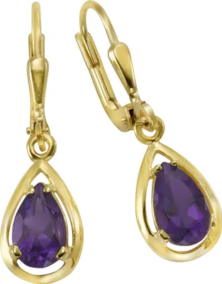 Produktbild von Fascination by Ellen K. Ohrringe Gold 333 mit echtem Amethyst-Tropfen