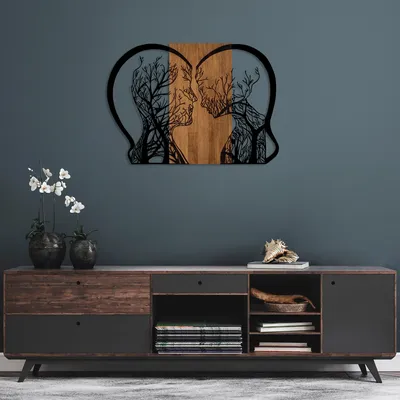 Produktbild von Wallity, Tree- SKL2414, Nussbaumfarbe,Schwarz, Sonstige Wohndekorationen, 80 x 58 cm, 50% Holz (Dicke: 3 cm) / 50% Metall