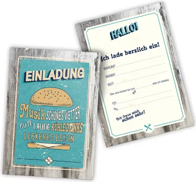 Produktbild von itenga 12x Einladungskarte BBQ retro Grillparty A6