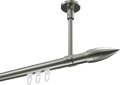 Produktbild von Interdeco Innenlaufstange / Gardinenstange mit Innenlauf Edelstahl-Optik, Typ Sonette Samanto (Rillenpatrone) Deckenmontage, 20 mm Ø 1-läufig, 400 cm