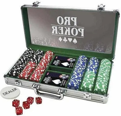 Zdjęcie produktu dla Zestaw do Pokera Tactic ProPoker 300 Żetonów, Aluminiowa Walizka, 2 Talie Kart, 5 Kości