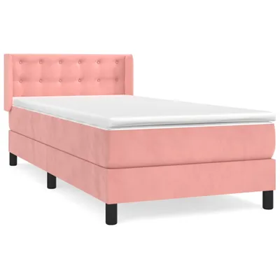 Imagen del producto de Cama con somier y colchón rosa de vidaXL, 90x200 cm, tapizada en terciopelo