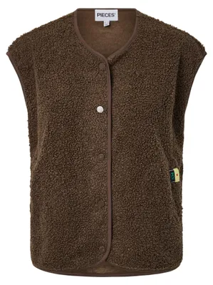 Produktbild von PIECES female Weste PCKATTY TEDDY – Morel1