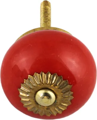 Produktbild von Möbelknauf aus Keramik Shabby Chic rund - einfarbig - rot