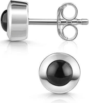 Produktbild von MATERIA by Matthias Wagner Ohrstecker Onyx Silber 925 schwarz rund SO-207-Onyx