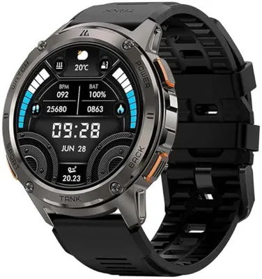 Produktbild von KOSPET TANK T3 Smartwatch Herren 3.6 cm AMOLED 170+ Sportmodi 500 mAh Akku 15 Tage Nutzung 50 Tage Standby IP68 Fitnessuhr Schwarz