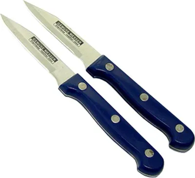 Produktbild von TOP STAR - Gemüsemesser 80 mm 2 Stück blaue Griffe mit Nieten