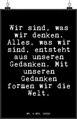 Produktbild von Mr. & Mrs. Panda Bild Wir sind, was wir... DIN A5 - Schwarz - Geschenk, drucke, Glizer Spruch Sprüche Weisheiten Zitate Lustig Weisheit Worte, Lebensweisheit, Plakat