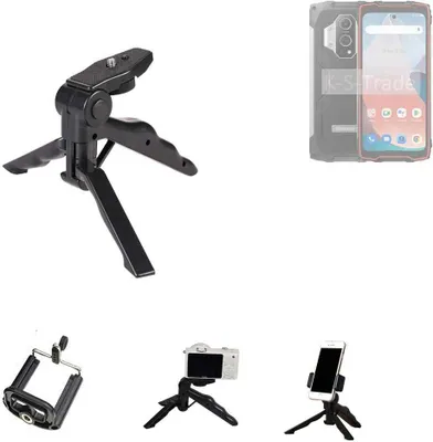 Produktbild von K-S-Trade Stativ Tisch-Ständer Dreibein Handy-Stativ Ständer kompatibel mit Blackview BV9300 Mini-Stativ Smartphone Tripod Handy-Stativ aus Plastik