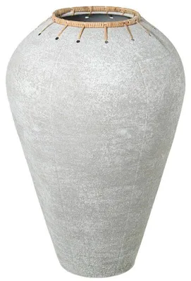 Produktbild von DRW Bodenvase aus Metall, Weiß und Natur, 66 x 45 x 45 cm