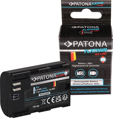 Obrázek produktu pro Platinová baterie se vstupem USB-C pro Canon LP-E6 LPE6 EOS 60D 70D 5D 6D 7D Mark III