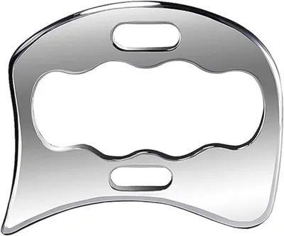 Produktbild von Gua Sha-Massagegerät aus Edelstahl – Gua Sha-Stein – Muskelentspannungswerkzeug – Aufbewahrungstasche – zur Mobilisierung des Weichgewebes – 10,1 x 7,6 cm