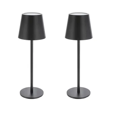 Produktbild von 2x LED Metall Akku Tischleuchte schwarz mit Touchfunktion 3 Weisstöne Dimmbar Nachttischlampe Schreibtischlampe