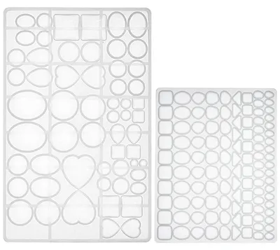 Produktbild von Silikonform Set Cabochon Schmuck Guss 176 Hohlräume 38 Designs dreieckig oval Herz rund für Harz Ton