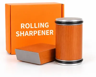 Productafbeelding van INF Rolvormige slijper voor messen met beuken handvat, 10,4x6x2,5 cm, 2 stuks