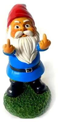 Produktbild von Lustige Gartenzwerge als Gartenornamente - Freche Zwerge mit Mittelfinger - Statuen für Garten- und Innenbereich