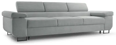 Produktbild von Selsey Capurso – Schlafsofa mit verstellbaren Kopfstützen und Stauraum, Cord, Graubraun