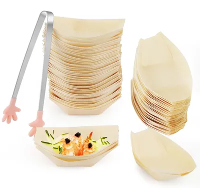 Produktbild von 100 Stück Biologisch Abbaubare Bambusschalen für Fingerfood