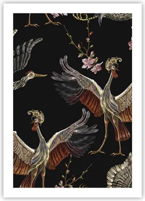 Produktbild von Poster - Poster ohne Rahmen - Asiatisch Vögel Verziert - 50x70 cm - Wand Bild - Wanddeko - Wandbilder - Kunstposter - Wandposter - Bilder - Kunstdruck - Wanddekoration - Wandbild - P2XPA50x70-4556