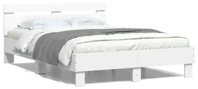 Produktbild von vidaXL Bettgestell mit Kopfteil Weiß 120x200 cm Holzwerkstoff