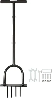 Produktbild von 4-Zinken-Rasenbelüfter – 24,5 cm x 1 m – Schwarz