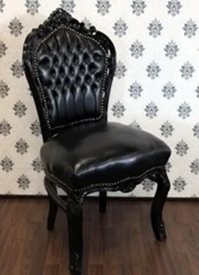 Produktbild von Casa Padrino Barock Esszimmer Stuhl Schwarz Lederoptik / Schwarz - Antik Stil Möbel