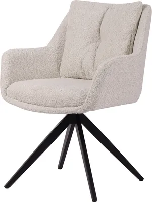 Produktbild von SIT Möbel Armlehnstuhl | 360° Drehfunktion | Bezug Bouclé-Stoff weiß | Metallgestell schwarz | B 65,5 x T 66 x H 84,5 cm | 04776-10 | Serie SIT&CHAIRS