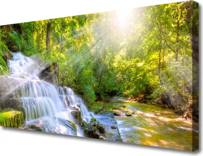 Produktbild von Tulup Leinwand-Bilder 100x50 Wandbild Canvas Kunstdruck Wasserfall Wald Natur