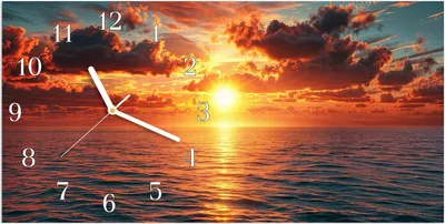 Produktbild von Wanduhr aus Glas mit Motiv Sonnenuntergang Meer- 60 x 30 cm - inkl. Aufhängesystem