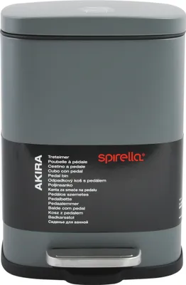 Image de Spirella poubelle cosmétique 12 litres en inox avec abaissement automatique et seau intérieur "Akira" Poubelle de salle de bain Softclose poubelle grise mate