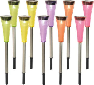 Produktbild von Näve Leuchten 10er-Set Solar-/Erdspieß "Multi" H: 25cm 10er-Set Solar-/Erdspieß "Multi" H: 25cm 10er-Set Solar-/Erdspieß "Multi" H: 25cm, Lampe für den Außenbereich im Modern-Style, aus Metall und Kunststoff in bunt, 25 cm hoch, Ø 4 cm, LED Platine – mit Schiebeschalter – Dämmerungssensor