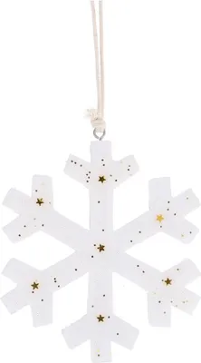 Produktbild von Deko Holz Flocke Goldi zum Hängen, Ø 10,5cm, weiß-gold