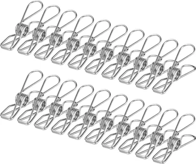 Produktbild von Wäscheklammern Edelstahl, Edelstahl Wäscheleine Klammern für Handtuch, Kleidung, Socken-Silber