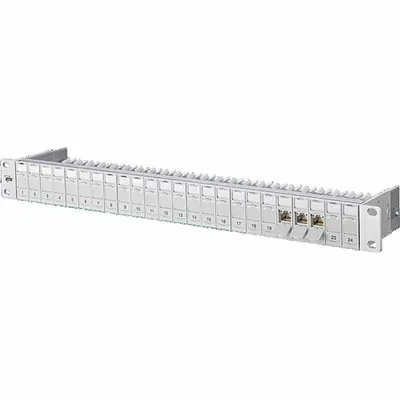 Produktbild von METZ CONNECT 19"-Panel 1HE bestückt mit 24 C6A Modulen Cat.6A (Class EA)