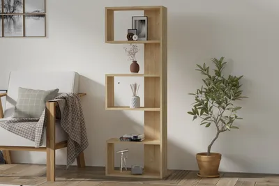 Produktbild von Skye Decor, Nebu - Sapphire Oak, Bücherregal, Saphireiche, 100 % MELAMINBESCHICHTETE SPANPLATTEN, 51,8 x 150 cm