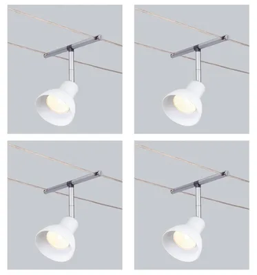 Produktbild von Paulmann Halogen Seilspot 4er Set 35W Chrom Glas weiß satiniert GU5,3 warmweiß