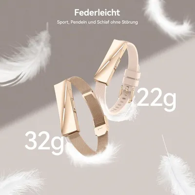 Produktbild von Smart Fitnesstracker Smartwatch ohne Display | Damen Herren | 24/7 Herzfrequenz & Schlafmonitor | IP68 | 15 Tage Akku | Kein Abo | Gold