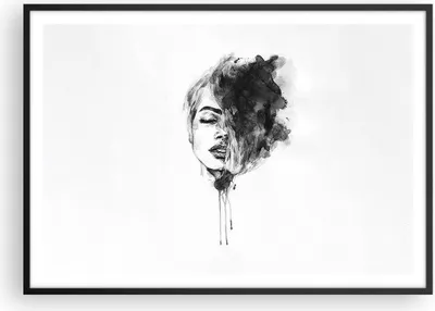 Produktbild von Gerahmtes Poster - Schwarzer Rahmen - Frau Gesicht Abstraktion - 100x70 cm - Wand Bild - Wanddeko - Wandbilder - Kunstposter - Wandposter - Bilderrahmen - Bilder - Kunstdruck - P2BAA100x70-4934