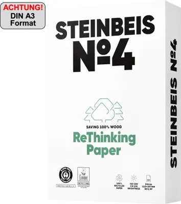 Produktbild von Steinbeis Kopierpapier No.4 ISO 100 K1701666080 B A3 500 Blatt Packung mit 5 Stück