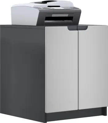Produktbild von Vladon Druckerkommode Logan,  Germany, Aktenschrank mit 2 Fächern und 2 Türen, Korpus in Schwarz matt, Fronten in Hellgrau seidenmatt (51 x 60,5 x 54 cm)