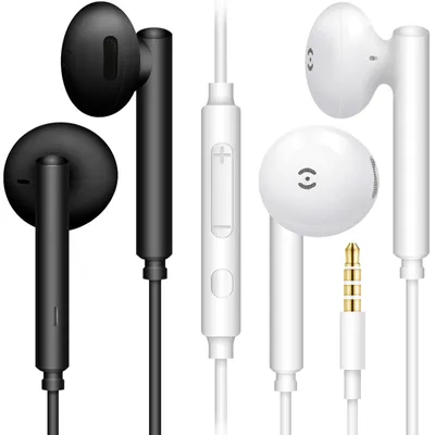 Immagine prodotto di Auricolari in-ear - Con microfono e controllo del volume - 3,5 mm - 120 cm - Nero e bianco - 2 pezzi