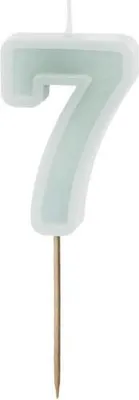 Image de Bougie d'anniversaire Numéro 7, menthe claire, 6 cm