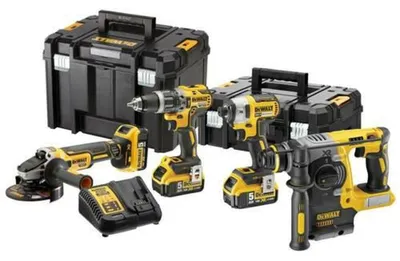 DEWALT Elektrowerkzeug-Set Combo 18V DCK422P3T mit Winkelschleifer DCG405, Bohrhammer DCH273, Bohrschrauber DCD796 und S