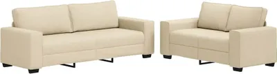 Produktbild von vidaXL 2-tlg. Sofagarnitur mit Kissen Creme Stoff