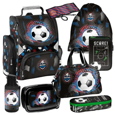 Image de Mega Schulset XXL – FOOTBALL : ensemble de cartable 8 pièces pour garçons et filles, motif ballon de football